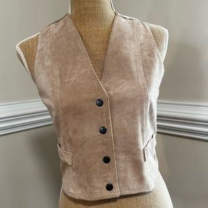 Leather suede corduroy reversible vest